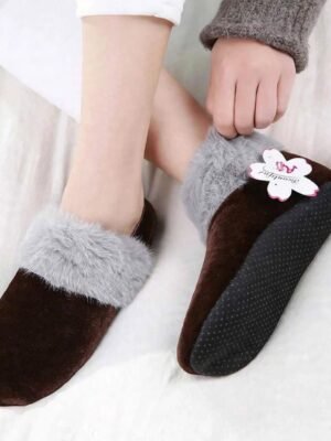 1 Pair Women Warm Non-Slip Indoor Floor Socks Velvet Slipper Socks