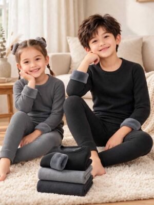 Kids VELVET FLEECED Thermal Suit | Inner Wear Set for Boys & Girls